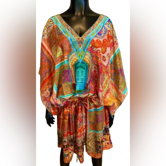 RUBY YAYA Rhinestones Unique Kimono Kaftan Dress Size S - Picture 2 of 8